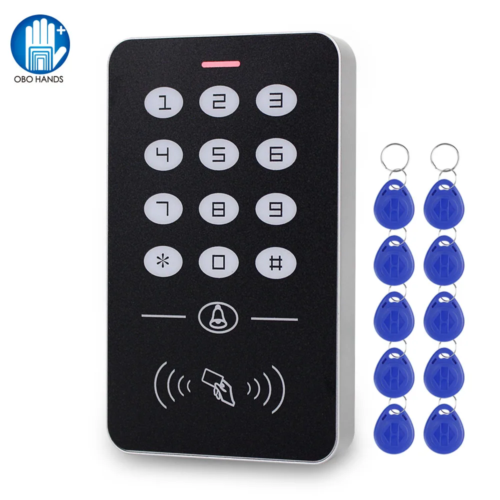 

Standalone RFID Access Control Keypads Plastic Controller Reader Programmer 1000 Users Password with 125KHz EM ID Keychains Card