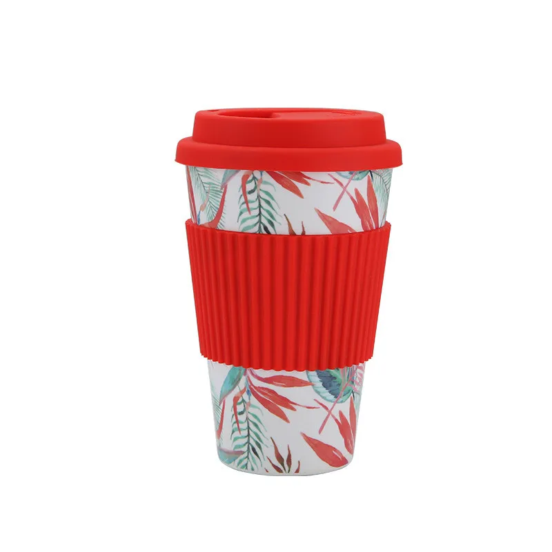 400 мл кофейная чашка из бамбукового волокна, рождественский подарок, чашка для путешествий, портативная пивная чашка для чая и молока с крышкой, 6 стилей, Офисная кружка