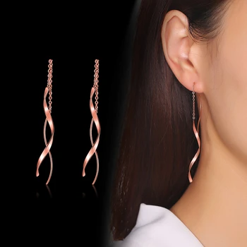 

Vnox Temperament Earrings for Women Minimalist Stainless Steel Metal Wave Earring Lines Elegant Lady Party Weddng Jewelry