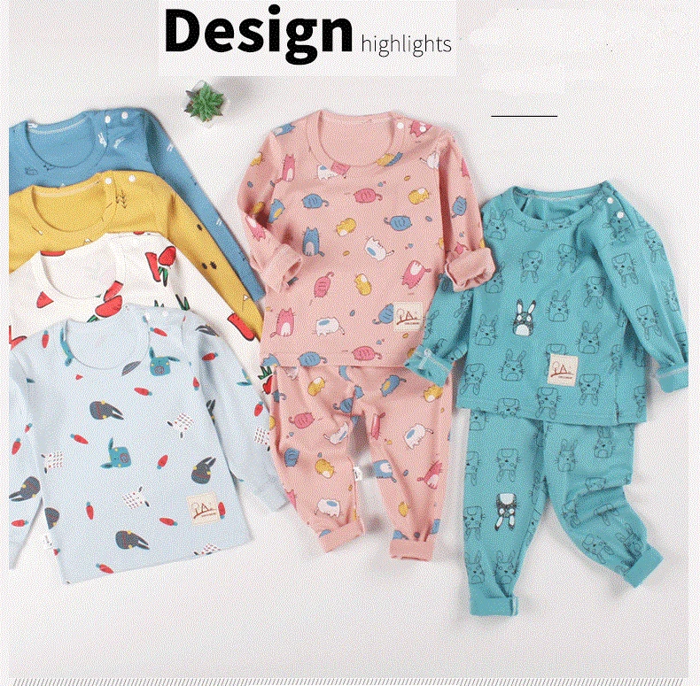 Пижамы с героями мультфильмов для девочек и мальчиков; Пижама для новорожденных; хлопковая одежда для сна; комплект одежды из 2 предметов; милые пижамы с животными; детская одежда для сна