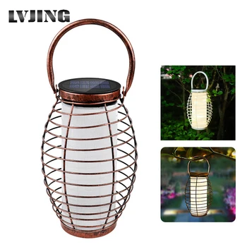 

LVJING Solar Lights Outdoor Hanging Lanterns Garden Lamp Fairy String Light Metal Waterproof for Patio Yard Pathway Decorative