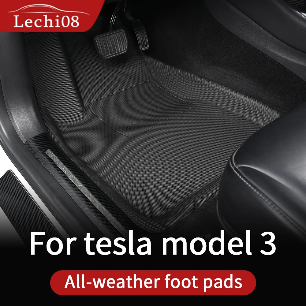 Leather Floor Mat For Tesla Model 3 Floor Mats 20162021 Tesla Model 3