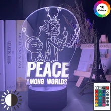 Мир среди миров Рик лампа Дети Ночной светильник для Спальня украшения сенсорный Сенсор Цвет изменение 3d светодиодный ночной Светильник Рик и Морти