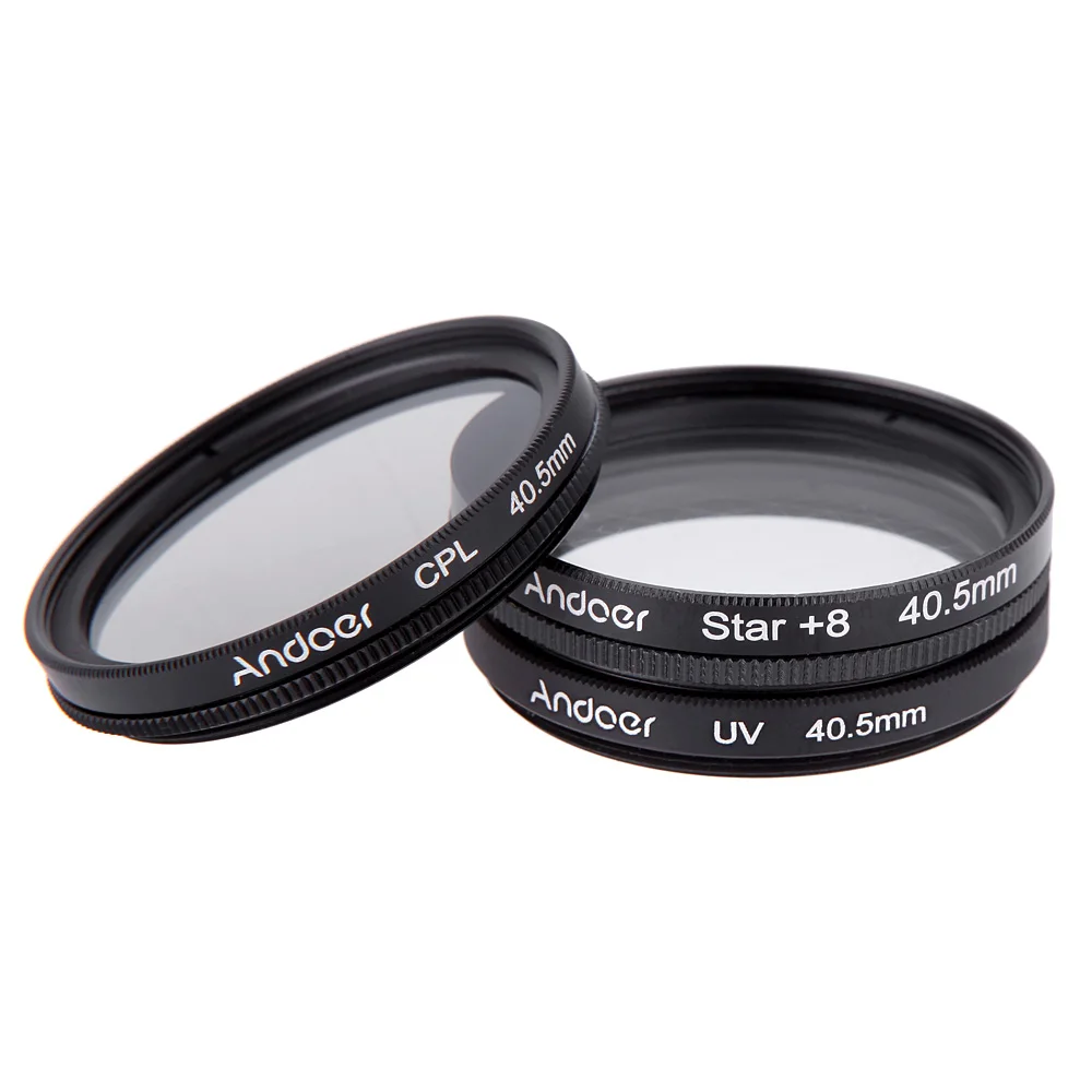 Andoer 40,5mm набор фильтров UV+ CPL+ с 8-конечной звездой комплект с чехол для цифровой зеркальной камеры Canon Nikon sony DSLR Камера объектив
