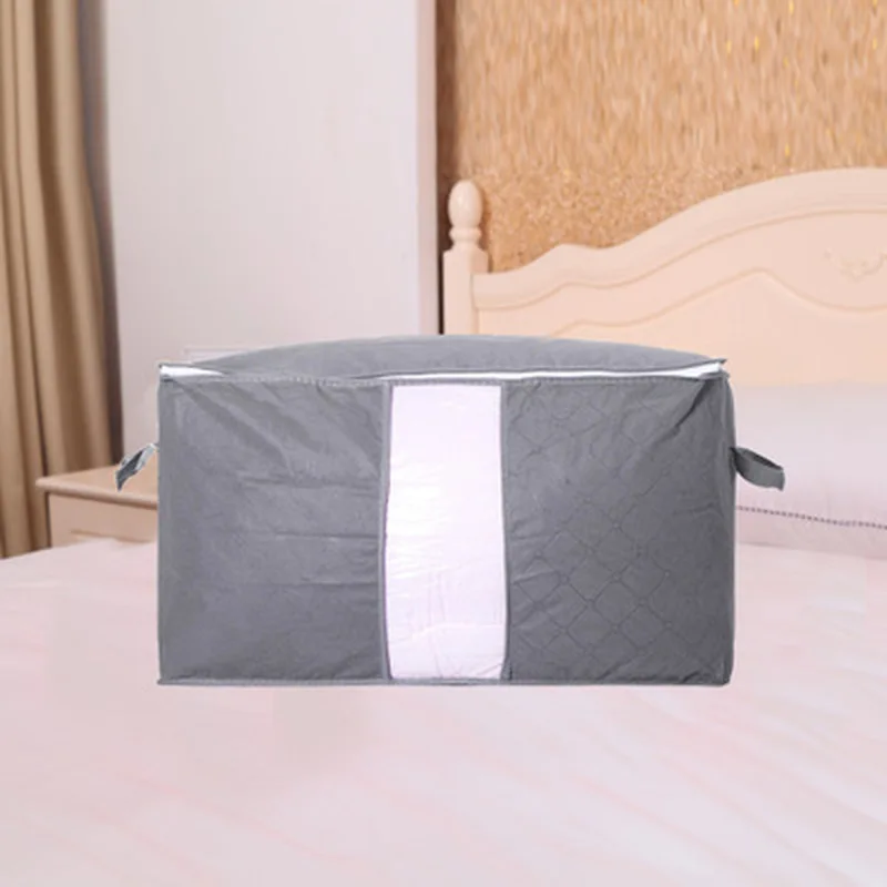 

Home Storage Bag Box Portable Organizer Non Woven Underbed Pouch Storage Box Bamboo Clothing Storaging Bag Wholesale