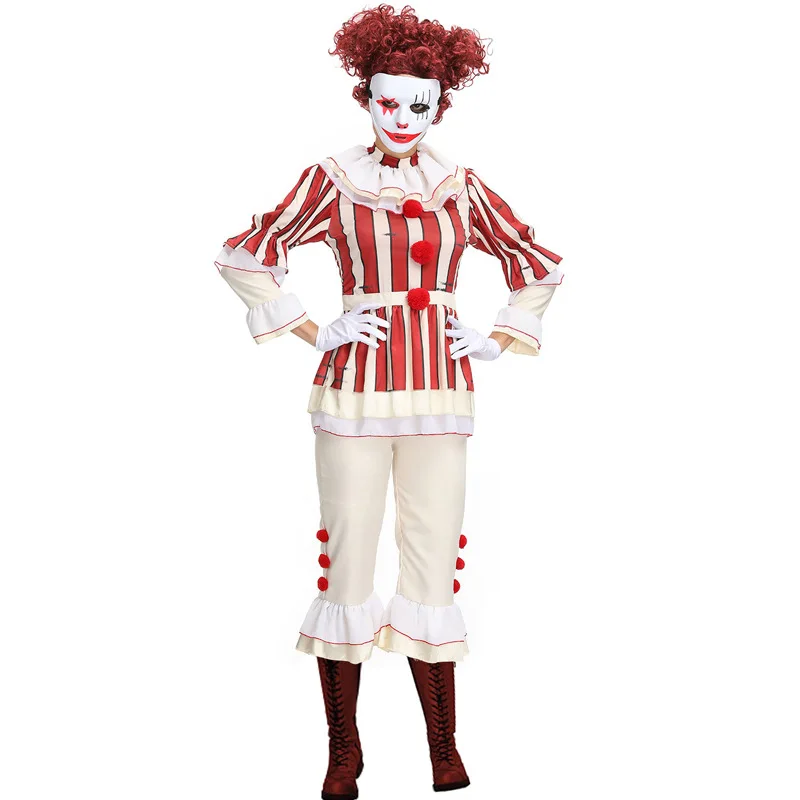

Women Halloween Scary Horrible murderer Killer Costumes Funny Clown Acrobatic Street Fantasy Fancy Dress