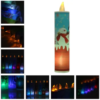 

Christmas Decoration Electronic Light LED Candle for Home Dinner Party Christmas Tree Decoration Lamp Santa Snowman Elk Printed