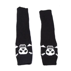 Women Fashion Skull Gloves Wrist Arm Hand Knitted Long Fingerless Gloves Mitten Stretch Solid Touch Screen Gothic Lolita Gloves