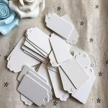 

2 * 4 cm Square white cardboard tag kraft paper tags jewelry price tags gift card tags with Hemp rope 2000 pcs/lot