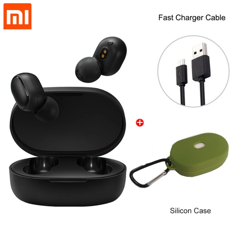 Global green case Xiaomi Redmi AirDots TWS Bluetooth 5,0 наушники беспроводные наушники-вкладыши гарнитура с микрофоном и зарядной док-станцией Redmi - Цвет: Global green case