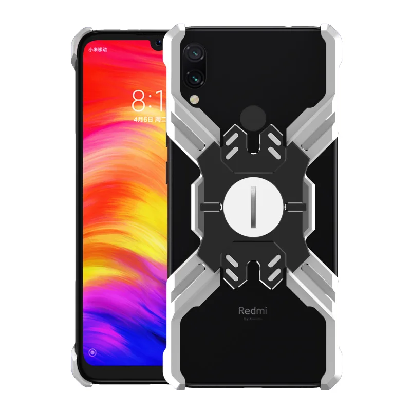 Герой Marvel элементы Алюминиевый металлический бампер чехол для Xiaomi Redmi Note 7/Pro тонкий жесткий защитный бампер для телефона - Цвет: Silver Black