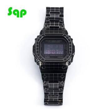 

DW5600 GW-M5610Black Grid Design Watch Set Modification Metal Watchband Bezel 100%Stainless Steel