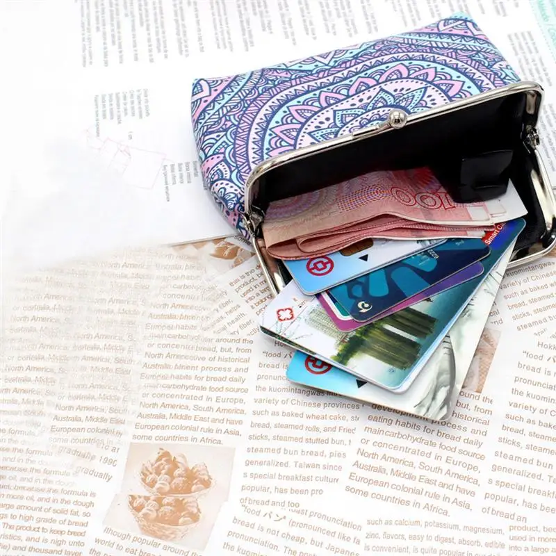 Retro Ethnic Style Printing Women's Coin Purse Geometric Mini Clasp Closure Wallet Coin Pouch Creative Pattern Bags Dropshipping