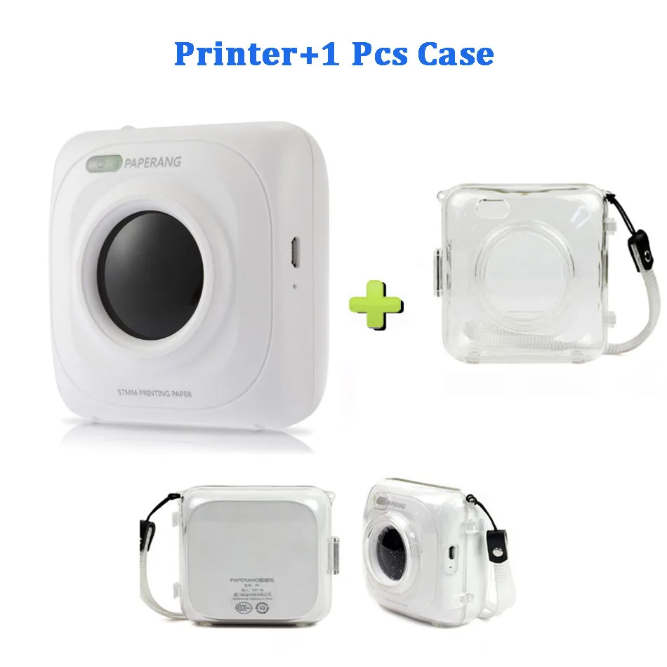 P1 and 1 Cover Портативный Bluetooth принтер мини Карманный фотопринтер Мобильный телефон фотографии Термопринтер для iOS Android Windows ручной 58 мм - Цвет: P1 and 1 Cover