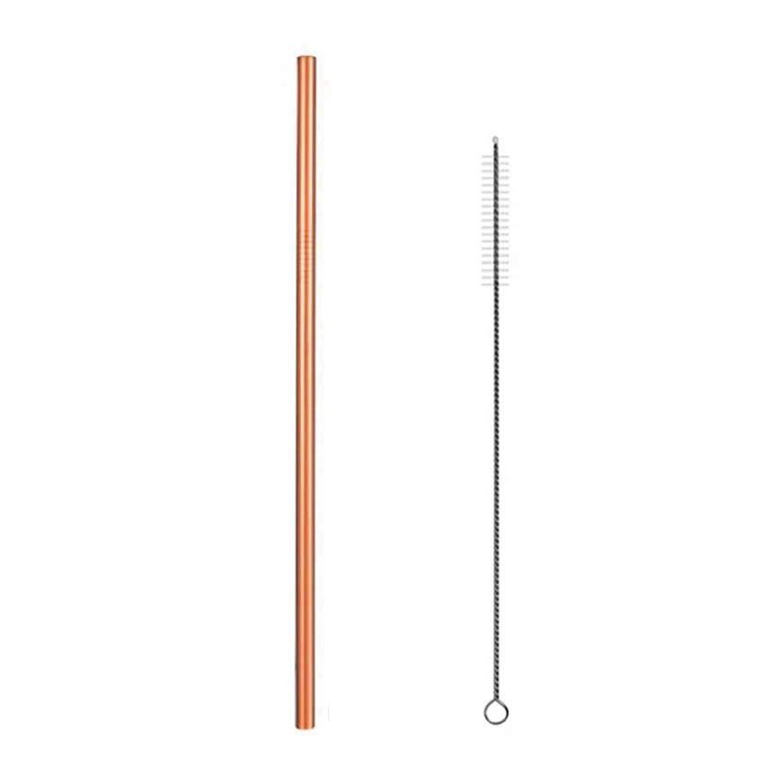 2PCS Rose Gold A 4 шт соломинки из нержавеющей стали многоразовые металлические трубочки для питья с чистящей щеткой для смузи молочный коктейль кухонный аксессуар - Цвет: 2PCS Rose Gold A