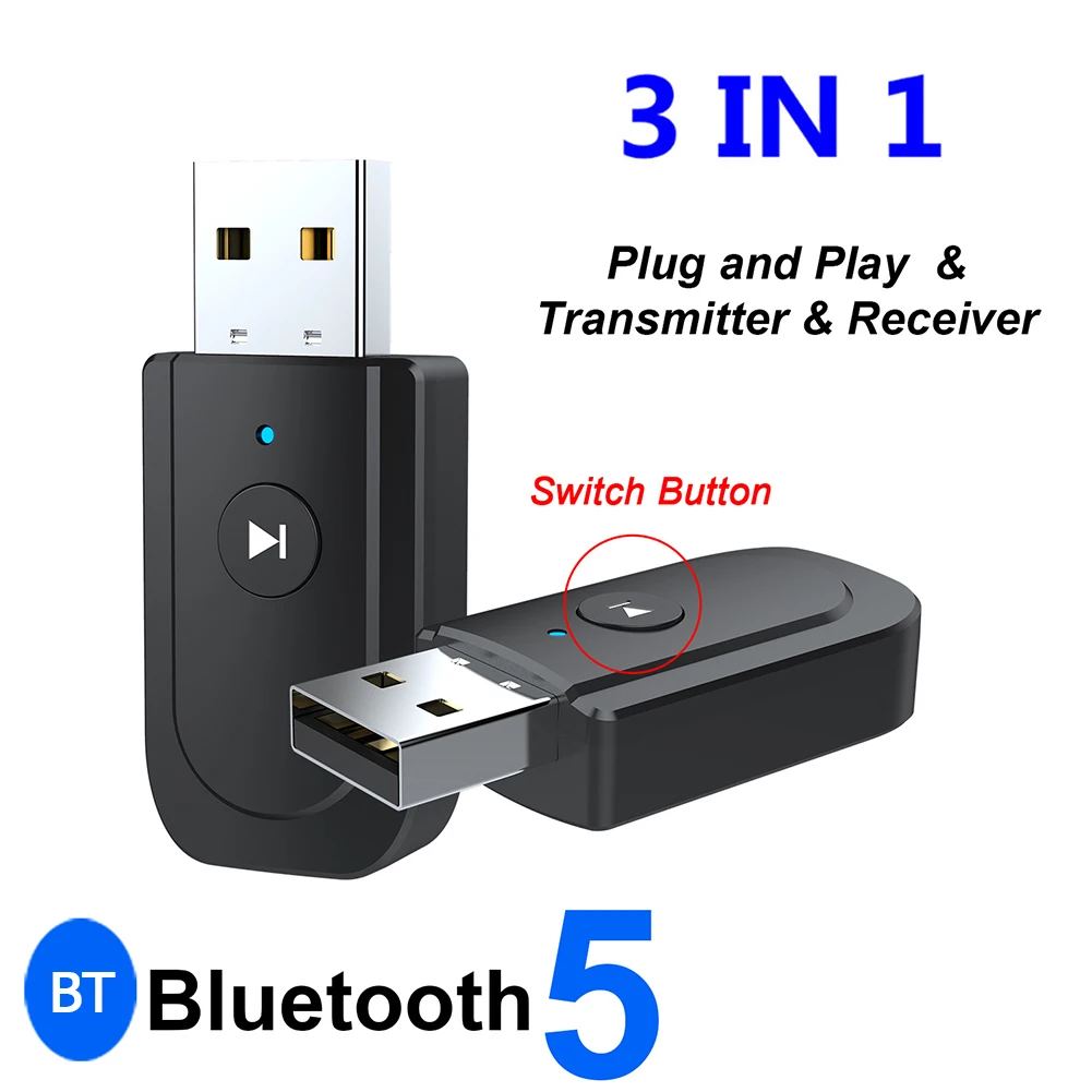 Estéreo USB música adaptador inalámbrico SY18 adaptador Bluetooth USB de Audio inalámbrico Dongle AUX 3,5mm transmisor receptor