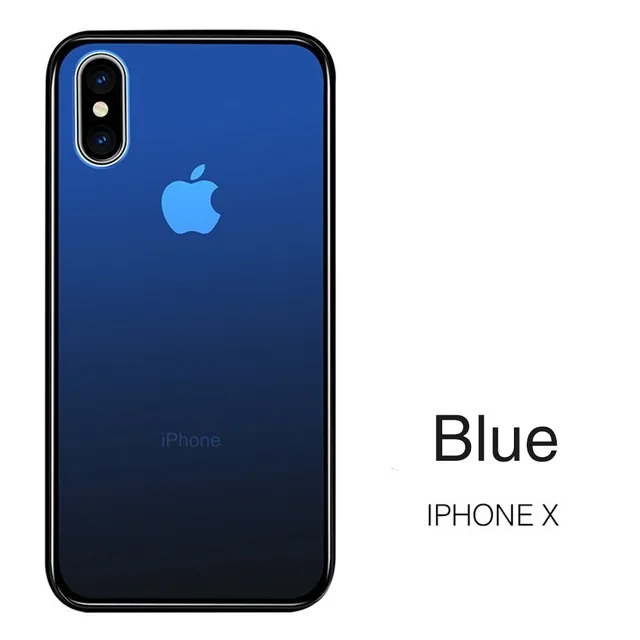 Градиентный чехол из закаленного стекла для телефона для iphone XR XS MAX X 8 7 6 6S Plus противоударный чехол жесткий чехол для Apple 10 9 Coque - Цвет: 1