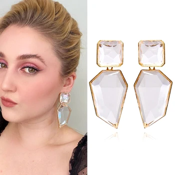 

2020 ZA New Hot Fashion Earring Gold Color Resin Irregular Drop Earrings for Women Brincos Earing Wedding Jewelry Girl Gift