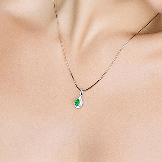 Bague Ringen, элегантное, темпераментное, изумрудно-зеленое ожерелье для женщин, Классическая Подвеска из драгоценных камней в форме капли воды, серебро 925, ювелирное изделие