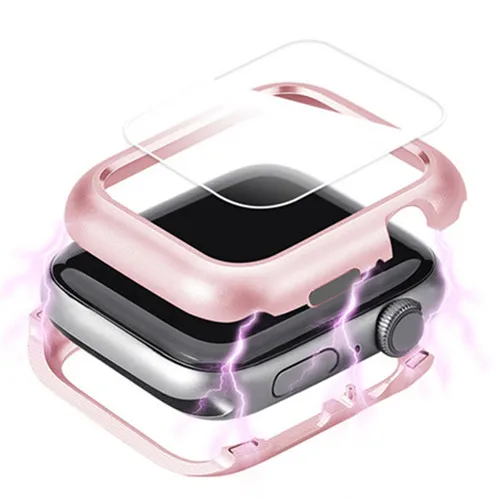 Магнитная Крышка для apple watch case apple watch 5 4 44 мм/42 мм iwatch 3 band 40 мм/38 мм Защитная пленка для экрана 2 1 - Цвет: pink