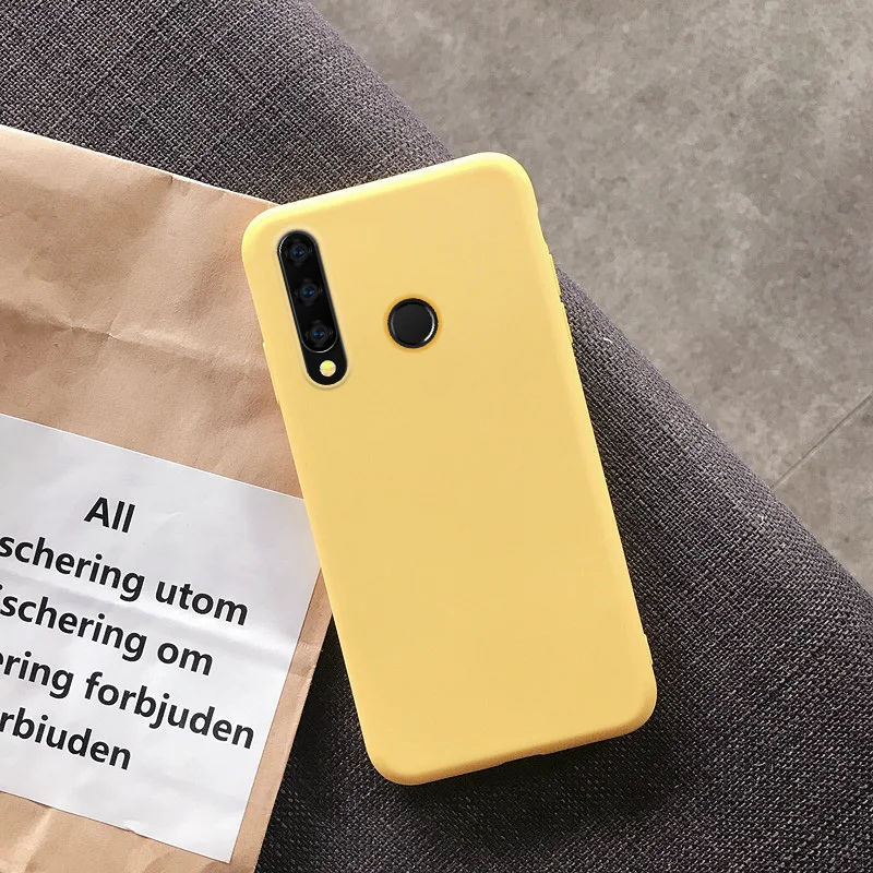 yellow Яркий однотонный силиконовый чехол для huawei Y5 Y6 Y7 Honor 10 9 8 Lite 7C 20 Pro 8X 8C 8A P Smart Z мягкий чехол из ТПУ - Цвет: yellow