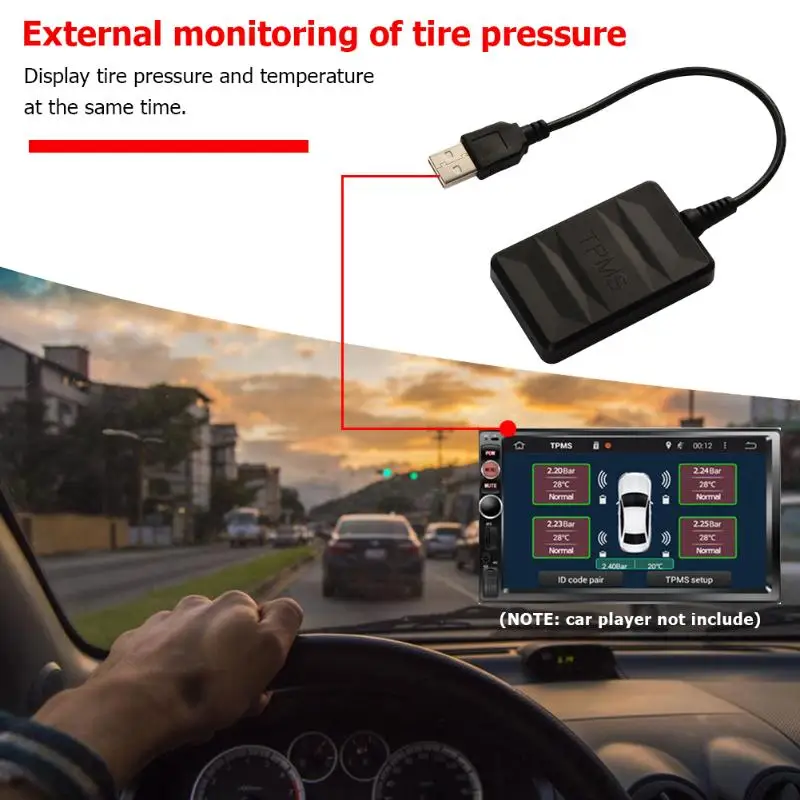 TPMS система контроля давления в шинах для Android автомобильный Радио плеер USB система контроля давления в шинах внешний/внутренний датчик