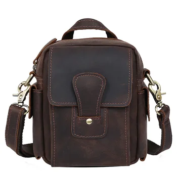 

Tiding Retro Cow Leather Waist Packs Men's Fanny Pack Bum Bag Hip Belt Pouch Small Mulltifunctional Leather Day Pack Messenger