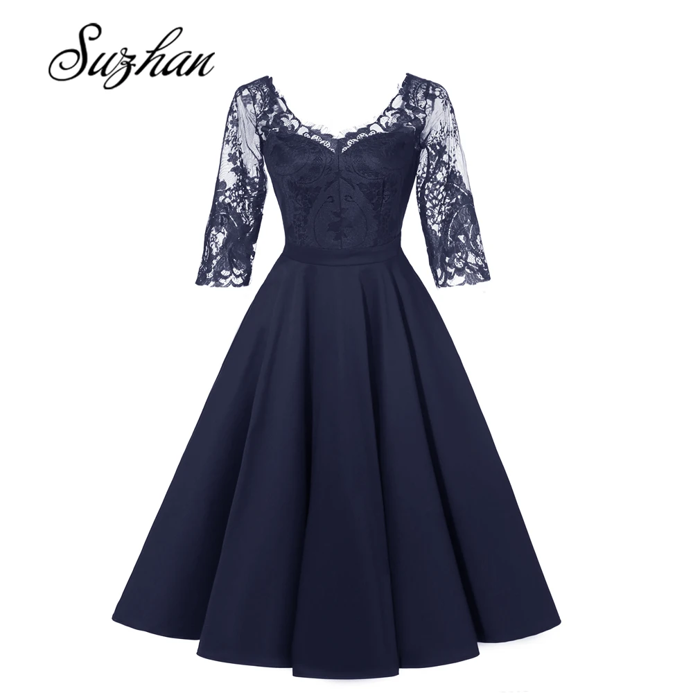 Suzhan, женские летние платья, винтажные, 50 s, 60 s, элегантное платье, сексуальное, рокабилли, ТРАПЕЦИЕВИДНОЕ ПЛАТЬЕ, Платья Миди