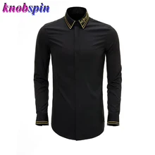 Топ бренд рубашка для мужчин Элегантный Вышивка с длинным рукавом, рубашки для мужчин высокого качества тонкий Chemise homme плюс размер 3XL 4XL Camisas