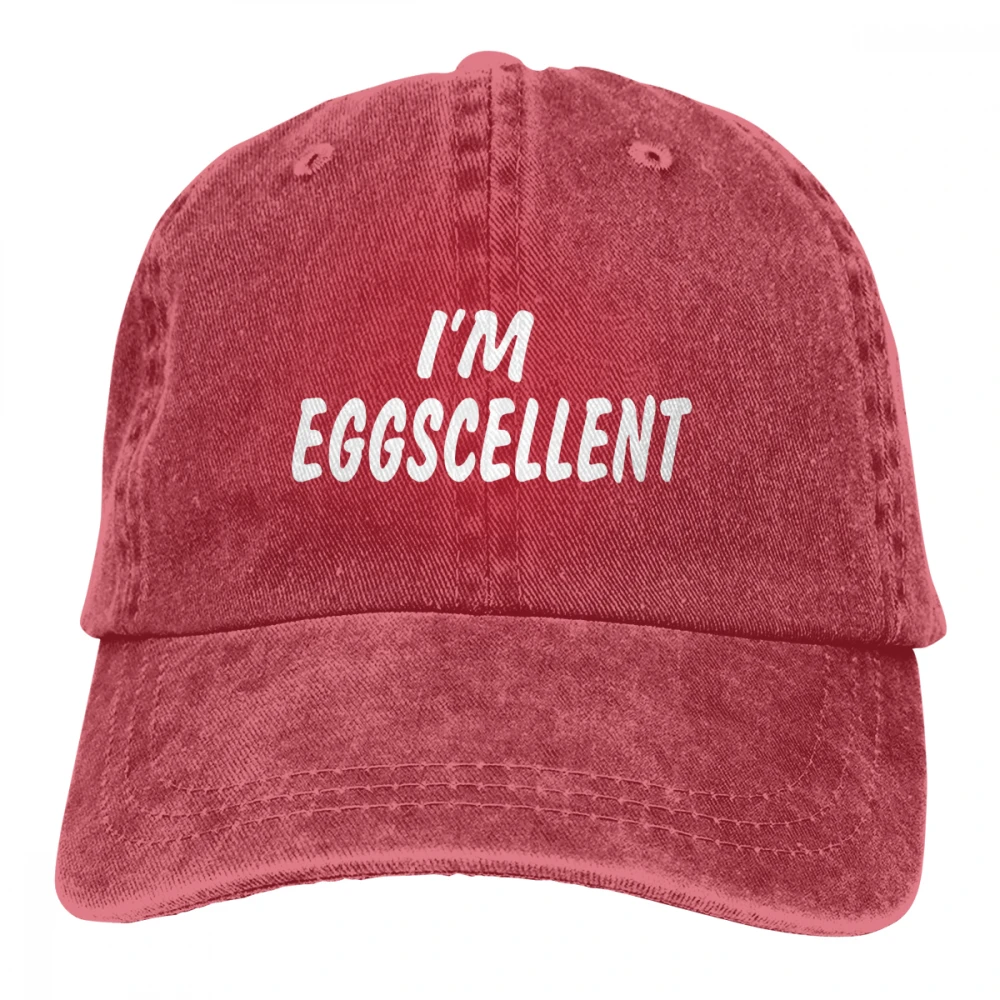 I'm Eggscellent Casquette черные унисекс Мужские Женские джинсовые бейсболка с ремешком кепки Регулируемая шляпа для гольфа папа