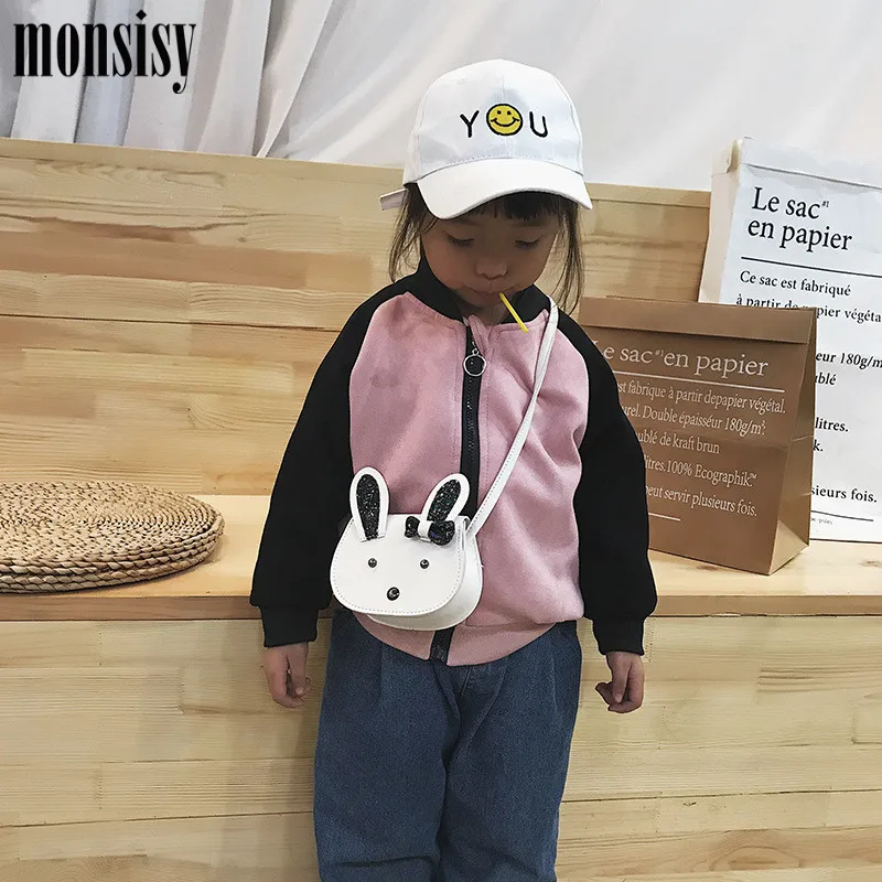 Monsisy/Новинка; Детский кошелек; Кошелек для монет и сумочка для девочек; сумка через плечо; Kawaii; блестящая сумка на плечо из искусственной кожи с кроликом; Bolsa