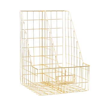 

Desk Organizer Bedroom Wrought Iron Stationery Nordic Style Home Office Mesh Book Shelf File Holder Magazine Rack Management