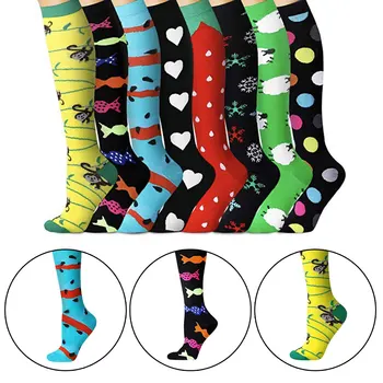 

Knee High Cotton Women's Long Socks Happy Colorful Harajuku Cute Animal Cat Chicken Whale Bee Skull Sock for Girl Best Gift