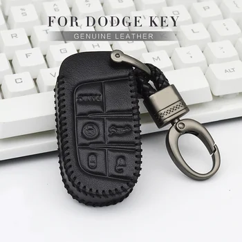 

Real Leather Car Key Case Fob Cover For Dodge Ram 1500 Caliber Journey Challenger Charger Nitro Car Accessories Keychain Styling