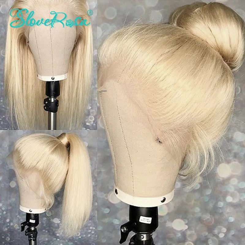 13X4 кружева эффектом деграде(переход от темного к 613 блондинка короткие парики бразильских Волосы remy отбеленные 130% плотность Синтетические волосы на кружеве парики из натуральных волос на кружевной любить Rosa