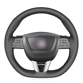 

Hand sew Black Artificial Leather Car Steering Wheel Cover for Seat Leon (Cupra) MK2 1P 2009-2012