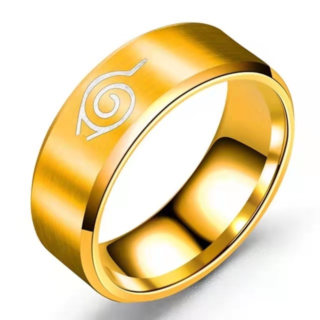 17 Models New Leaf Ring Konoha Uzumaki Symbal Logo Sign Sasuke Itachi Ninja Fashion Stainless Steel Anime Jewelry Cosplay