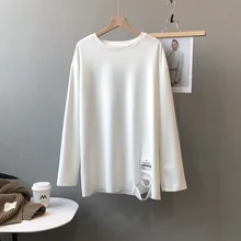 Shuangliang grinding Maunder T-shirt female 2021 winter new Korean version of the round neck warm bottoming tide 1203