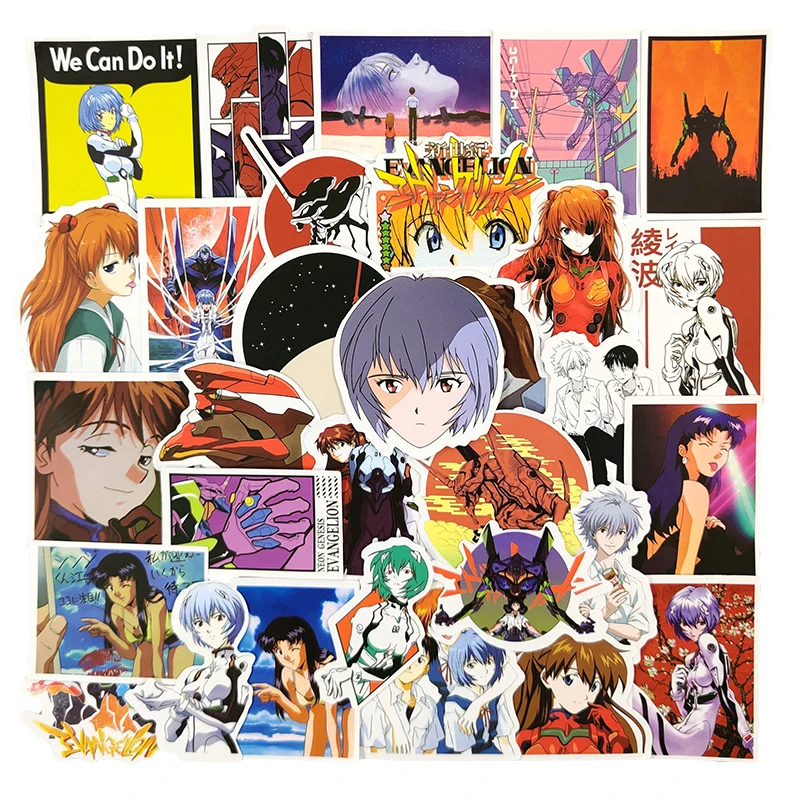 10/30/50 unids/pack EVANGELION anime japonés etiqueta pegatinas para la motocicleta computadora portátil coche niños pegatina de juguete refrigerador