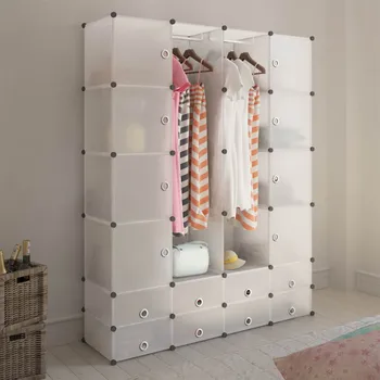 

Simple Wardrobe Plastic Folding Cloth Storage Cabinet Detachable Plastic Wardrobe Locker Clothes Cabinet Storage Box Organizer