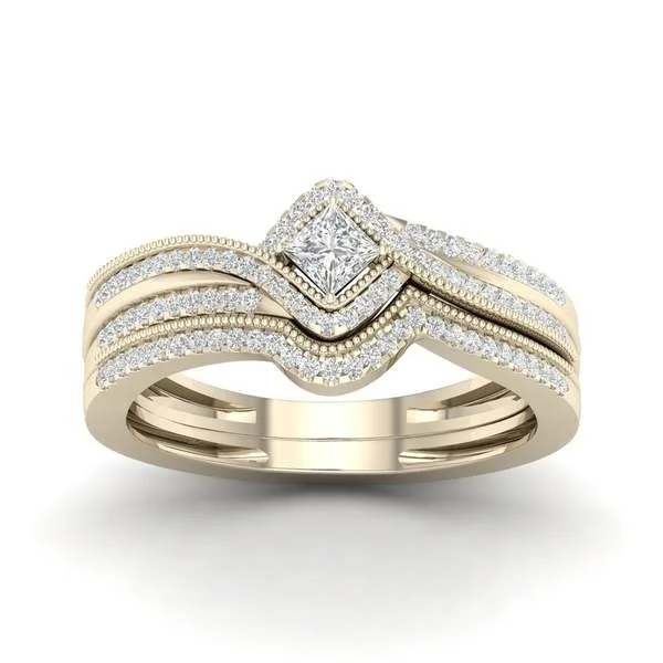 Unique Style Female Crystal Bridal Ring Set Luxury Silver Gold Wedding Rings Jewelry Promise Engagement Rings For Women