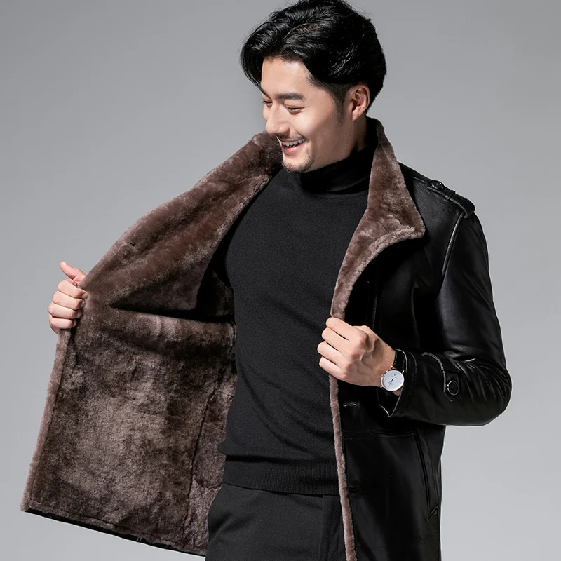 

Genuine Leather Sheep Shearing Winter Men Real Fur Coat Natural Wool Jacket for Mens Clothing Casaco YY264