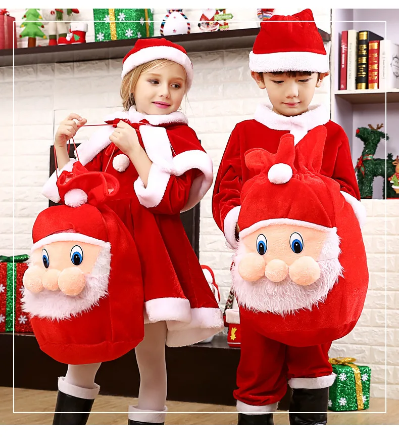 Рождественский костюм Санта-Клауса для малышей возрастом от 3 до 10 лет Детская маскарадная Одежда для мальчиков красное платье с длинными рукавами для девочек милое детское зимнее платье