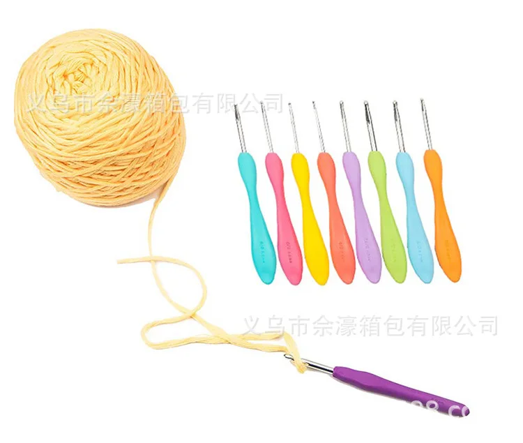 Manufacturers Direct Selling Handmade DIY Weaving Tool Large Handle Crochet Top Grade Large Model Aluminum Crochet Hook 8 a Set