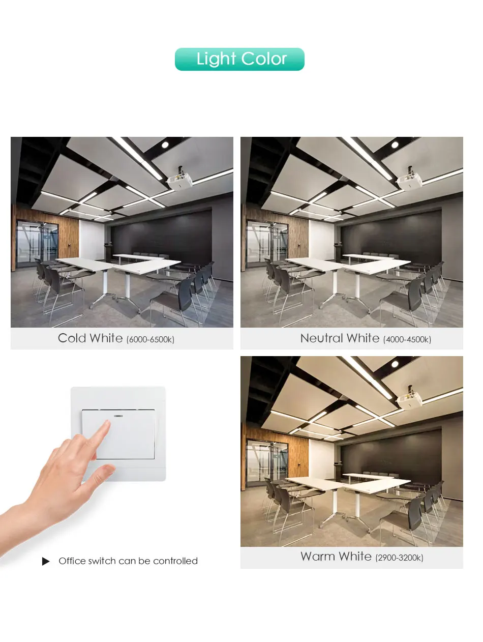 Modern LED Ceiling Light Lamp Lighting Fixture Rectangle Office Remote Bedroom Surface Mount Living Room Panel Control 110V 220V