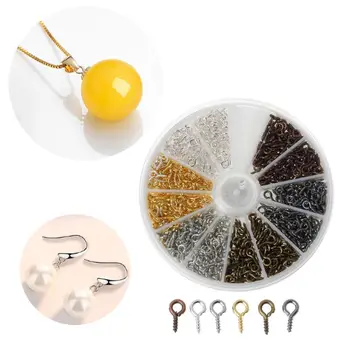 

600Pcs 6 Colors Small Screw Eye Pins Eyelets Screw Threaded Hooks Jewelry Making