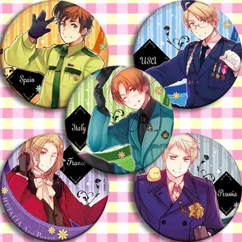 

Japan Anime Hetalia Spain USA Jtance Cosplay Badge Cartoon Collection Backpacks Badges Bags Button Brooch Pins gift