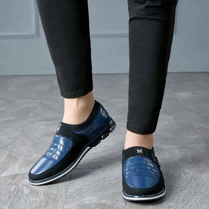 Men Casual PU Leather Shoes Loafers Breathable Non Slip Rubber Sole Walking Shoes H66