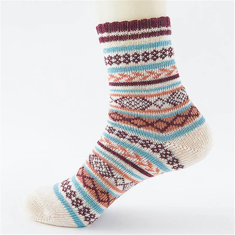 Pattern2 Beige Лидер продаж, зимние мужские теплые толстые шерстяные носки, унисекс, контрастные цвета, ромбовидные полосы, британский американский стиль, повседневные деловые носки, Прямая поставка - Цвет: Pattern2 Beige