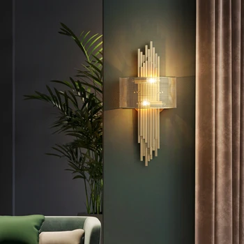 

Light luxury post modern wall lamp living room TV background wall light golden aisle lamp Nordic bedroom bedside lamp LB40308